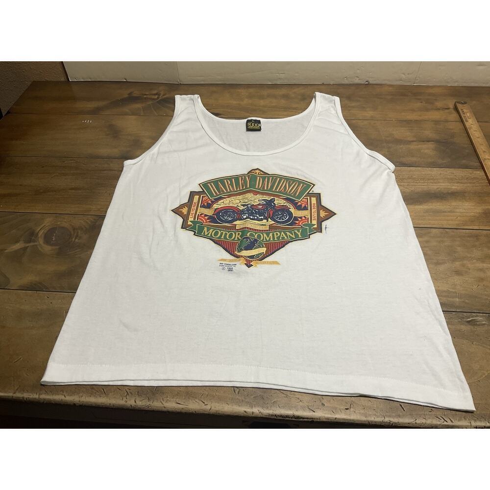 Vintage 1990 Harley Davidson Double 3D Emblem Tank Live To Ride Size XL